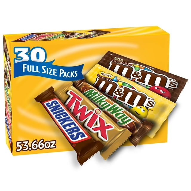 Mars Chocolate Bars Variety Pack – Full-Size (30 Pack)- With Olive White Bowl By OMA