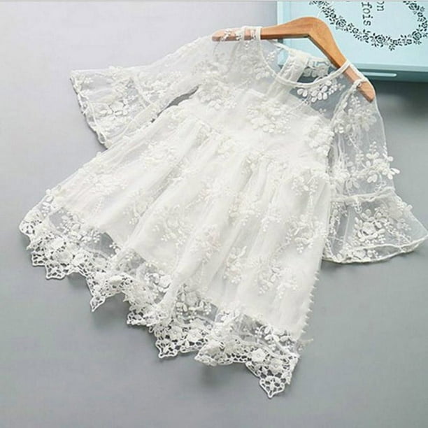 3-8 años otoño chico Rosa manga larga flor niñas Vestido de encaje niños boda cumpleaños fiesta Vestido niños invierno ropa 4T Gao Jinjia LED