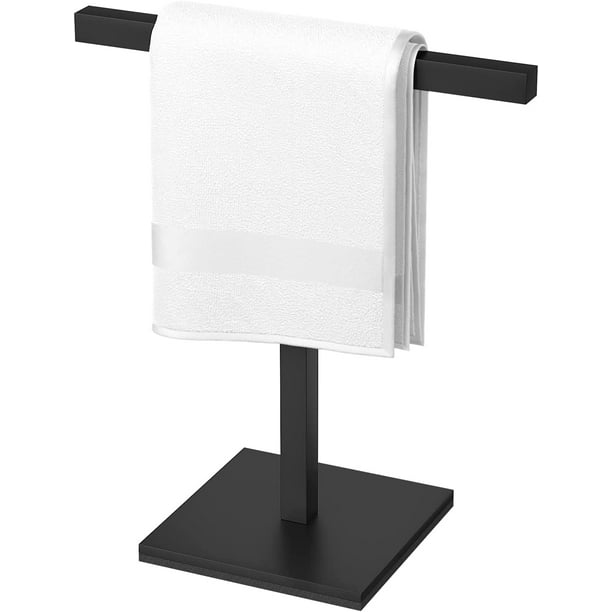 Hand Towel Holder Stand, Matte Black SUS304 Stainless Steel Freestanding TShape Towel Bar Rack