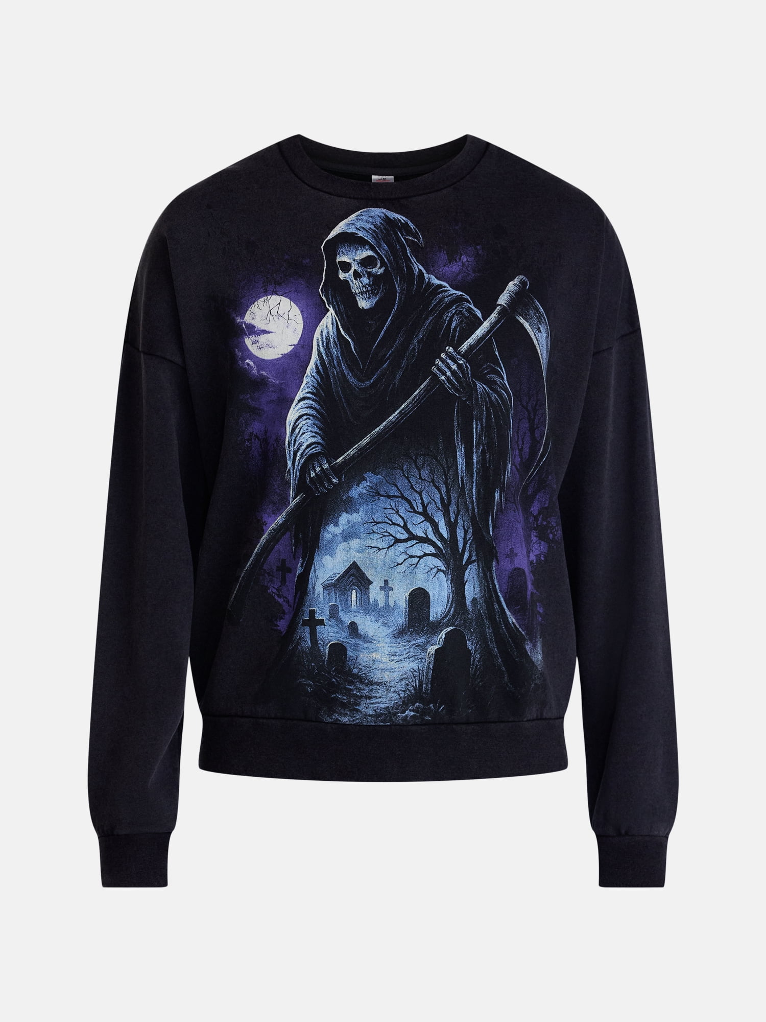 Men's Halloween Grim Reaper Graphic Long Sleeve Sweatshirt from Way to Celebrate, Sizes XS-5XB