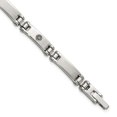 thumbnail image 2 of Auriga Fine Jewelry Stainless Steel Brushed with 14K White Gold Accent and .02ct Diamond 8.5 inch Men's Bracelet, 2 of 5