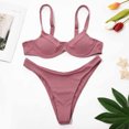 thumbnail image 2 of Mujeres Fshion correas Color sólido cómodo Split traje de baño Bikini ropa de playa conjunto Fridja  nalpqowj59603, 2 of 8