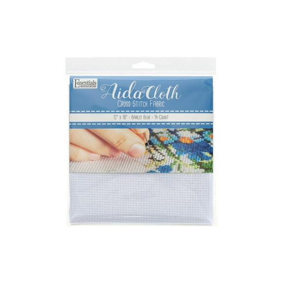 Essentials By Leisure Arts Aida Cloth, 14 Count, Barely Blue Cross Stitch Fabric, Embroidery Fabric, Cross Stitch Supplies For Crafting, Stitching, And Sewing Projects 12X18