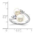 thumbnail image 2 of 925 Sterling Silver Polished 8-9mm White 2-Freshwater Cultured Pearl and Cubic Zirconia Ring Size 6 Ring for Women, 2 of 2
