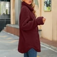 thumbnail image 4 of Fesfesfes Womens Jackets Fall Solid Color Lapel Long Sleeved Loose Breasted Long Plush Jacket, 4 of 8