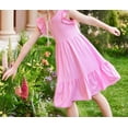 thumbnail image 3 of yillto Kids Girls Dress Ruffle Short Sleeve Summer Sundress Midi Tiered A Lined Dresses 5-14 Years, 3 of 6