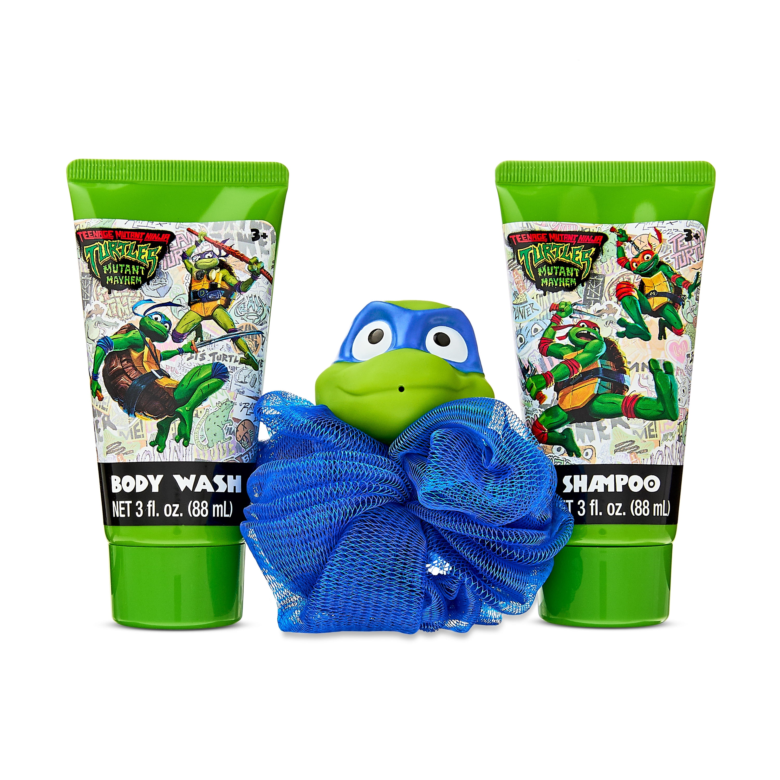 (3 pack) Teenage Mutant Ninja Turtles Soap and Scrub Set, 3 Pieces, Mango Scented, Age 3+