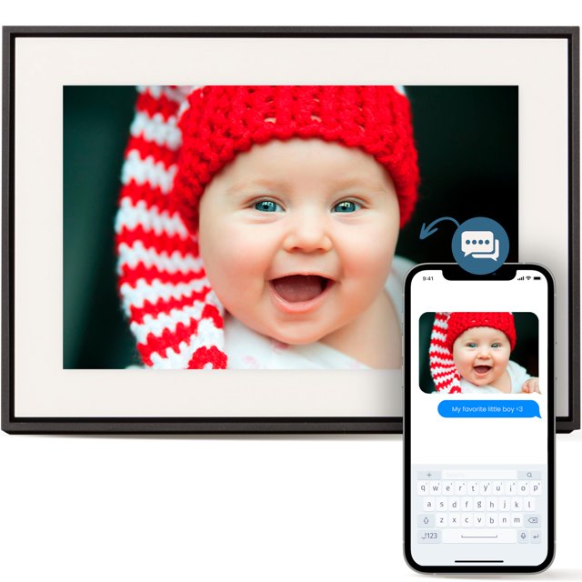 Marco de fotos digital Loop Wi-Fi con pantalla táctil Pantalla de 10 pulgadas El único marco que ofrece fotos con mensajes de texto directamente al marco Aplicación fácil de usar Regalo para mantener