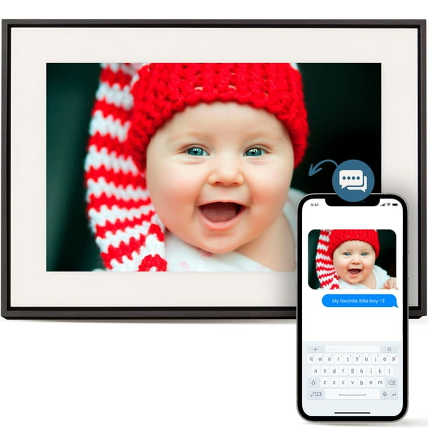 Marco de fotos digital Loop Wi-Fi con pantalla táctil Pantalla de 10 pulgadas El único marco que ofrece fotos con mensajes de texto directamente al marco Aplicación fácil de usar Regalo para mantener