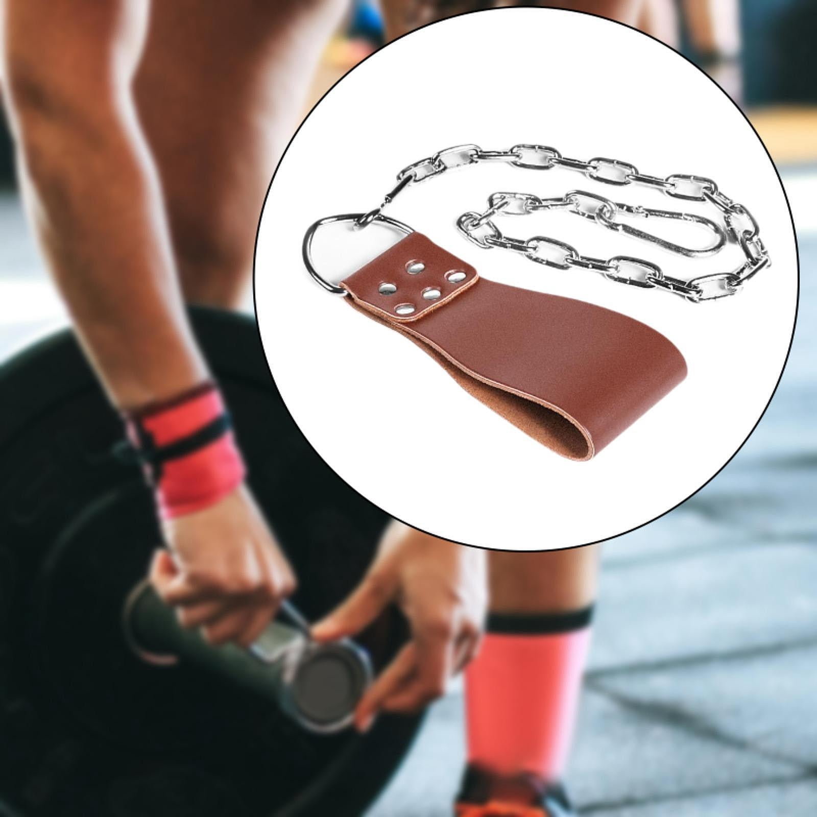 Baoblaze Dumbbell Loading Strap with Chain Waist Belt Attachment for Women Bodybuilding Brown