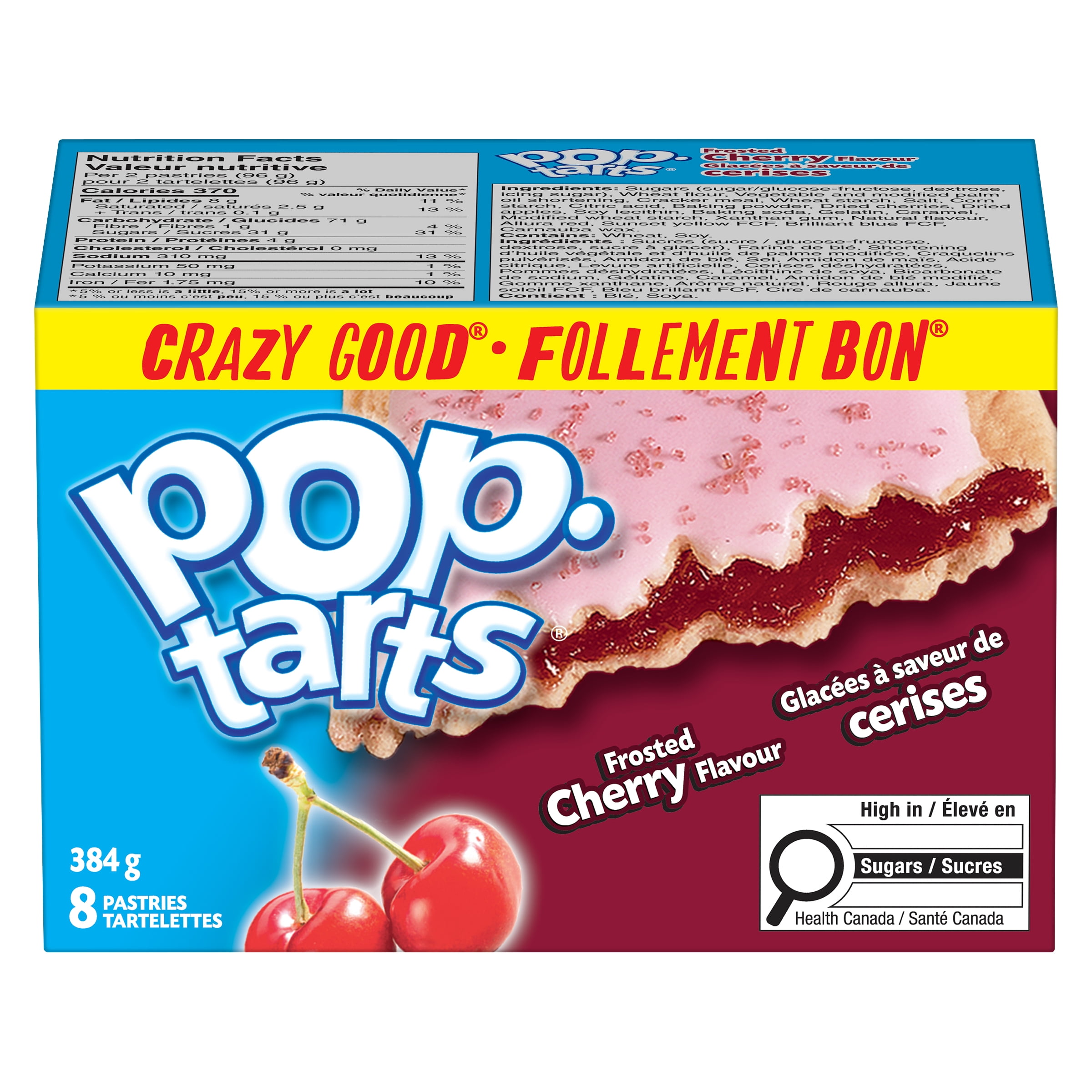 Pop-Tarts® Frosted Cherry Flavour Pastries, 384 g, 8 Pastries, PT FRSTD CHRY PSTRS 384GMX12