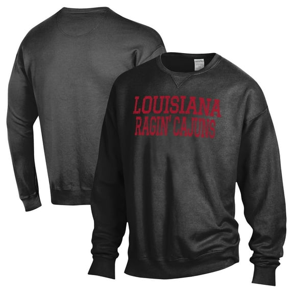 Men's ComfortWash Black Louisiana Ragin' Cajuns Garment Dyed Fleece Crewneck Pullover Sweatshirt