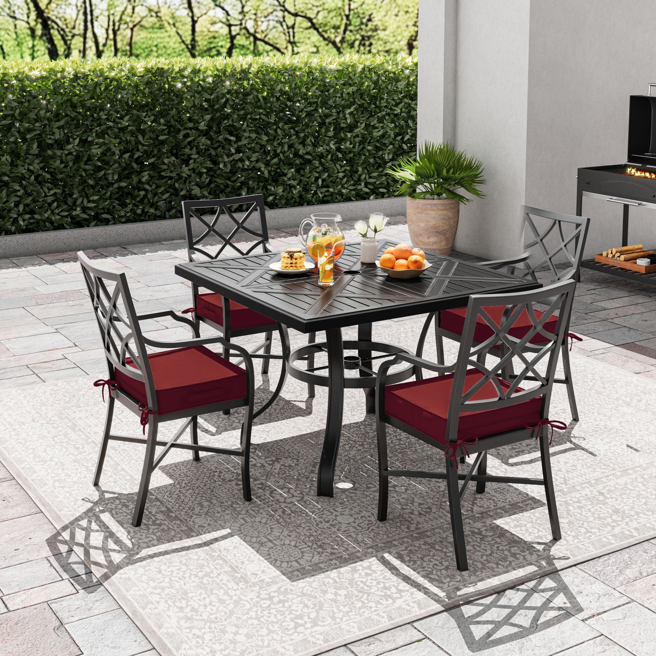 Kimunuk Outdoor Chair Cushions set of 2, 18.5" x 16" Zipped Waterproof Outdoor Seat Cushions Couch Pads with Ties for Patio Furniture, Burgundy