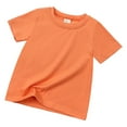 thumbnail image 2 of Povozer Summer T-Shirts for Boys Girls Toddler Kids T Shirts Short Sleeve Plain Tops Tees(Orange,18-24M), 2 of 4