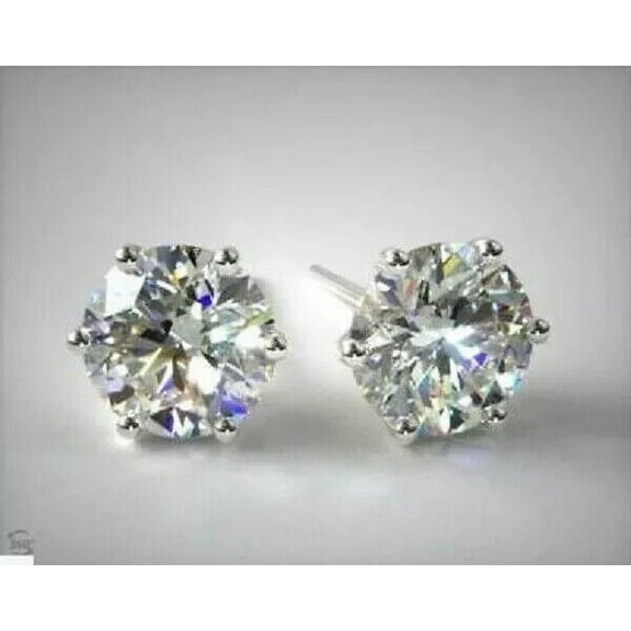 1Ct Lab Created Diamond Round Cut Women's Stud Earrings 14K White Gold Plated