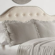 Lush Decor Ruffle Skirt 3-Piece Gray Bedspread Set