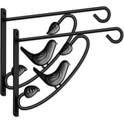 Amagabeli 2 Pack 12 inch Hanging Brackets Outdoor Hooks Hngers for Plants Lanterns Wall Planter Heavy Duty Iron Metal Flower Pot Baskets Holder Bird Feeder Fence Wind Chimes with Screws Arm Black