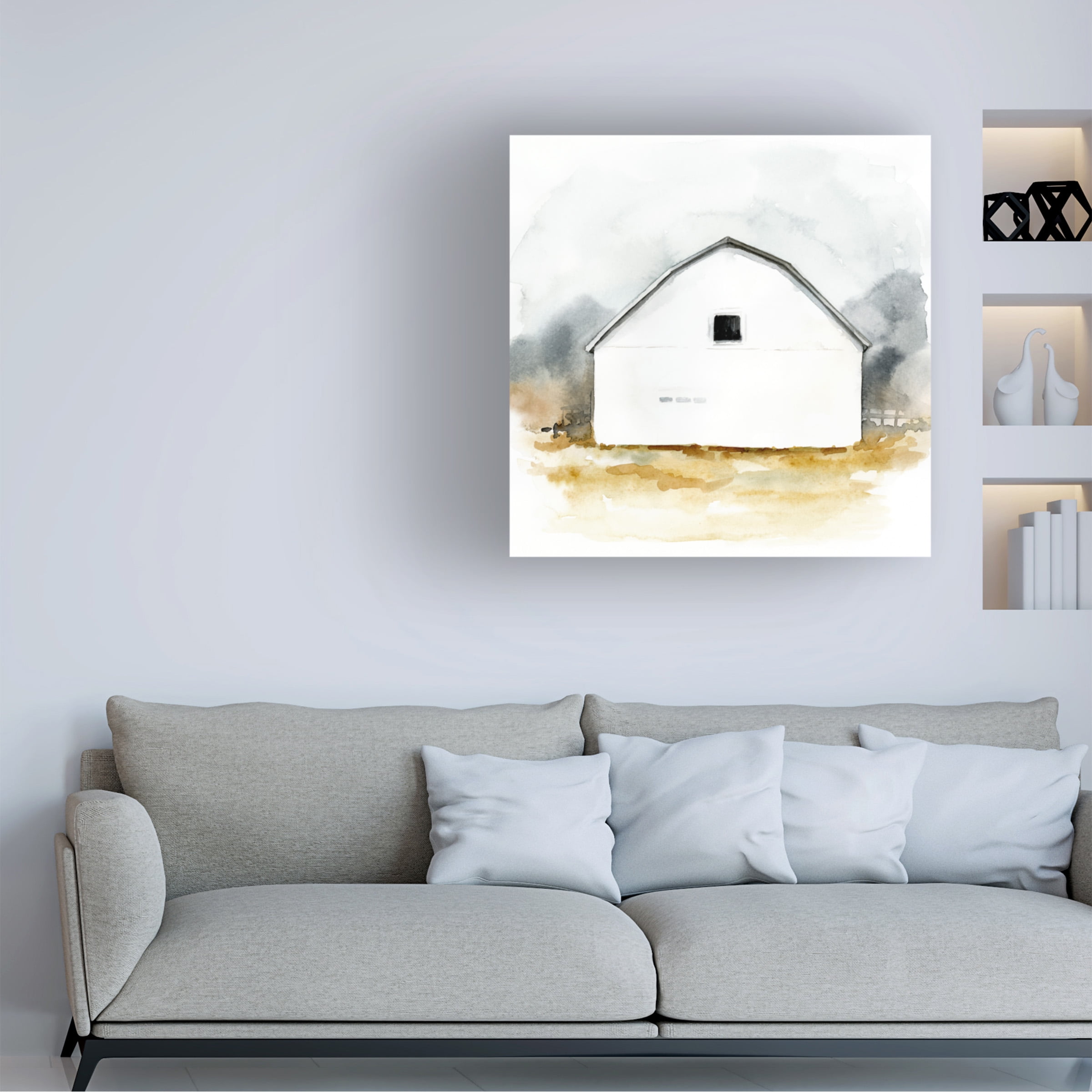 Victoria Barnes 'White Barn Watercolor II' Canvas Art