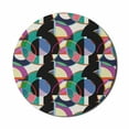 thumbnail image 1 of Abstract Mouse Pad for Computers, Vintage Art Deco Circles Style Motifs Colorful Arrangement 60's Style Print, Round Non-Slip Thick Rubber Modern Mousepad, 8" Round, Multicolor Black, by Ambesonne, 1 of 2