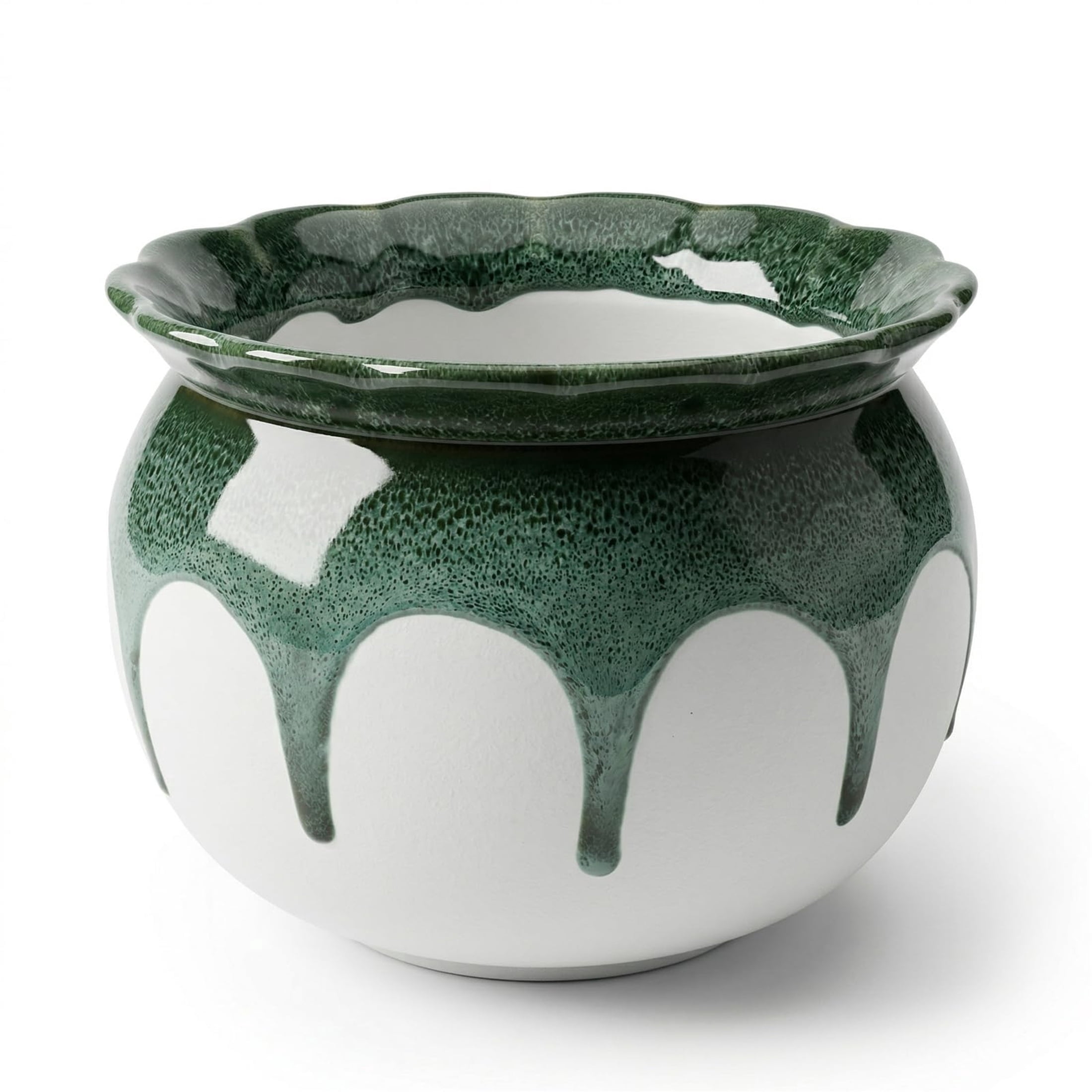 BUYMAX 6" Ceramic Self Watering Pots for Indoor Plants, African Violet Pots, Jade Green Reactive Glaze, Handcrafted Artisan Flower Pot
