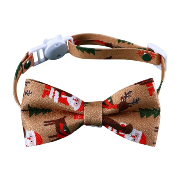 Penkiiy Christmas Dog Cat Collar with Bow Tie,Adjustable Gingerbread Pet Collar,Chriatmas Puppy Cat Bowtie Collar