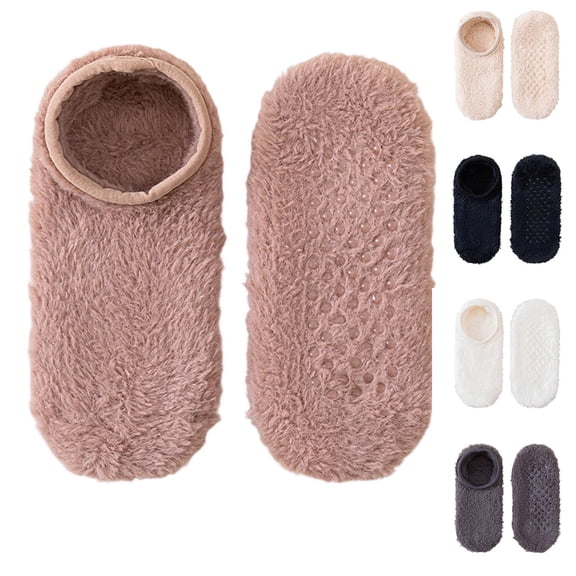 FRSASU Thickened fleece floor Socks for Men and Women Non Slip Solid Color Autumn and Winter Sleep Socks 1Pc