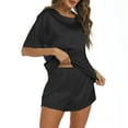 thumbnail image 3 of Wlynlyn Womens Satin Pajamas Sets Short Sleeve Crew Neck T Shirt with Shorts Sleepwear 2 Piece Loungewear Outfits, 3 of 6