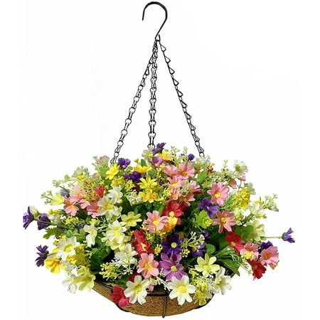 12inch Artificial Flower Hanging Basket, Outdoor Hanging Silk Flowers