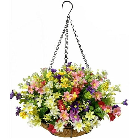 12inch Artificial Flower Hanging Basket Plants Outdoors Fake Flowers Silk Daisy For Outside Porch Patio Garden Decoration Canada 12inch Artificial Flower Hanging Basket, Outdoor Hanging Silk Flowers