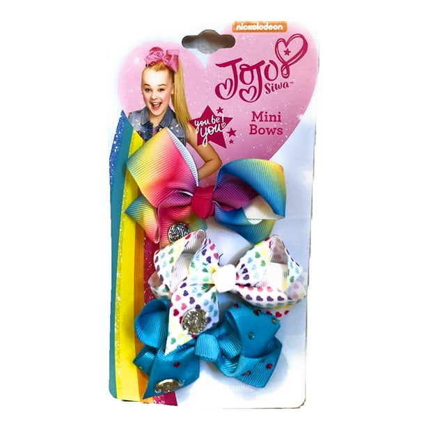 JoJo Siwa - JoJo Siwa 3 Pack Rainbow Hearts Blue Mini Hair Bows