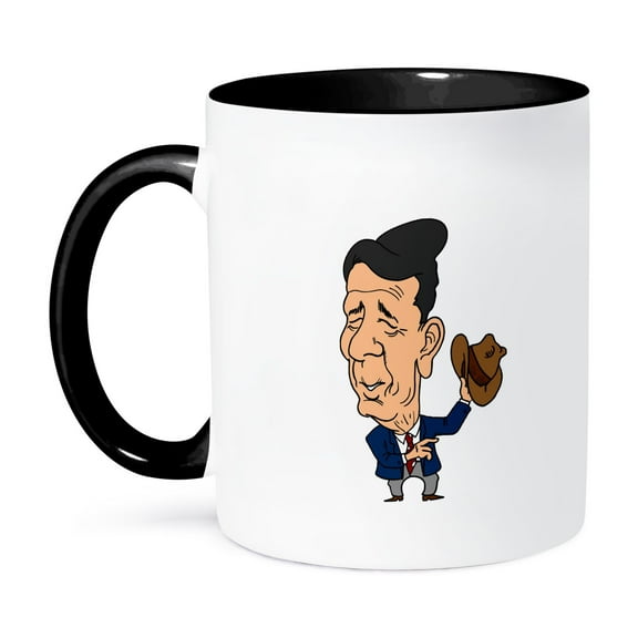 3dRose, President Ronald Reagan , 11oz Two-Tone Black Mug