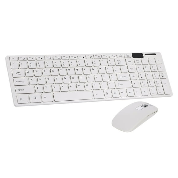 Amdohai Wireless Keyboard Mouse Combo 2.4GHz Wireless Keyboard 1200DPI Optical Mouse for Home Office Use Share 1 USB Receiver, White
