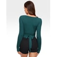 thumbnail image 2 of Remera de Mujer INGIA con Escote en V, Manga Larga, Cruzada con Lazo Verde XS, 2 of 4