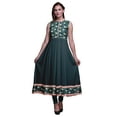 thumbnail image 1 of Bimba Kurti Indien Long Floral Bleu Sarcelle Foncé pour Femmes Robe Anarkali Kurti Sans Manches Imprimée XXX-Large, 1 of 6