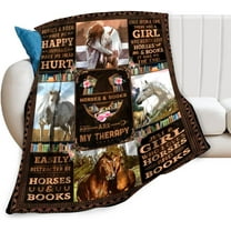 Horse and Books Blanket Horse Gifts for Girls Women Horse and Reading Throw Blanket for Kids Adults Soft Warm Cozy Fleece Blanket for Couch Sofa ​Bed 50"x60"