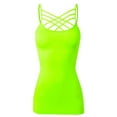 thumbnail image 2 of URBAN DAIZY Women's Seamless Triple Criss Cross Front Cami Top Lattice Strappy Tank Spaghetti Strap Camisole Undershirt A33_6660 Neon Lime L/XL, 2 of 7