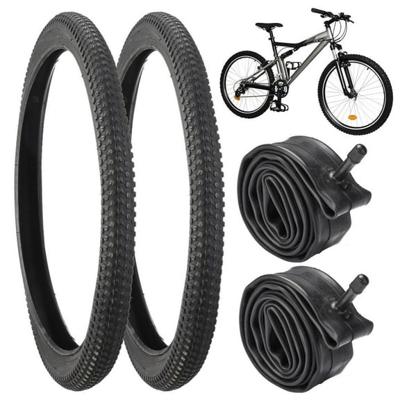 2Pcs Mountain Bike Tires(20''X 1.95'')with 2Pcs Bike Tubes(20'' X 1.75''-2.125'' AV 32mm Valve), Beach Cruiser Bike Replacement Tires & Tubes, Puncture-Resistant Bicycle Tires