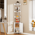 thumbnail image 6 of 6-Tier Corner Shelf with Cabinet, Glass Holder and Barn Door Cabinet, Freestanding Home Bar for Liquor and Wine Storage, White, 6 of 7