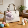 thumbnail image 4 of Surpdew Soft Fluffy Rabbit Keychain Cute Pbunny Key Rings Pbunny Key Rings Faux Fur Keyring Pompom Keychain Decoration Purple, 4 of 6