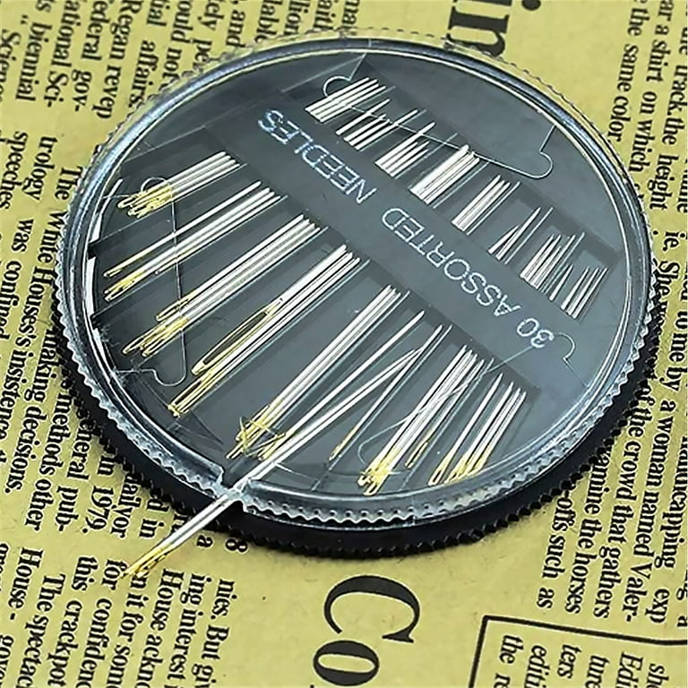 30pcs Black Hand Sewing Needles Set In Circular Needle Storage