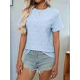 thumbnail image 6 of Women'S Tops Casual Scoop Neck Short Sleeve Eyelet Embroidered Hollow Out Blouses Shirts Sky blue L, 6 of 9