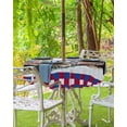 thumbnail image 3 of Fsddascl 4th of July Outdoor Tablecloth - 60 Inch Round Dining Table Cover, Independence Day Truck Red Blue Plaid Waterproof Outdoor Table Cloth with Umbrella Hole & Zipper for Picnic/Patio/Party, 3 of 7