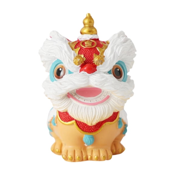 QSTDGVPW Chinese Lion Dance Statue Animal Sculpture Decorative Traditional Resin Figurine Red