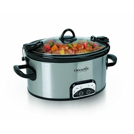 Crock-Pot 6-Quart Programmable Cook & Carry Oval Slow Cooker, Stainless