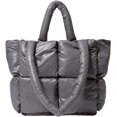 thumbnail image 1 of LHSHID Chic Grid Puffer Down Quilted Tote Bag for Women Lady Trendy Large Shoulder Bag Top Handle Bag, 1 of 6
