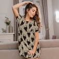 thumbnail image 3 of Fotbe Cute Black Dog Bata de Dormir para Mujer con Estampado, Camisón de Algodón de Manga Corta, Ropa de Dormir Casual, 3 of 6