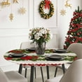 thumbnail image 6 of Round Fitted Tablecloths with Elastic Edge Merry Xmas Poinsettia Hazelnuts Waterproof Table Cover for Kitchen Dining Party Decor,36" - 44", 6 of 9