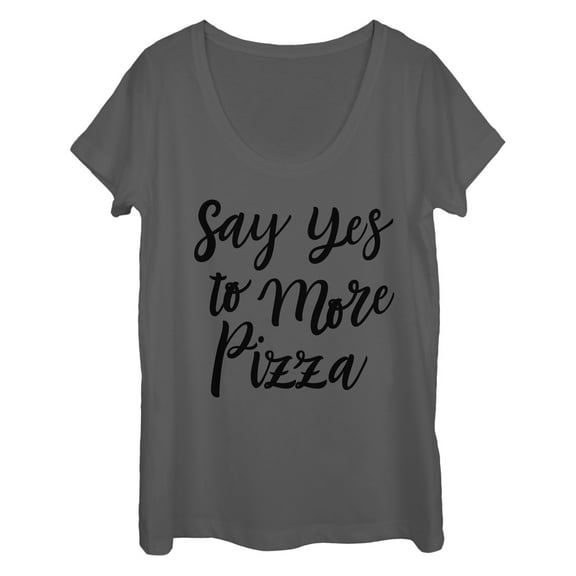 Women's CHIN UP Yes to Pizza  Scoop Neck Charcoal Medium