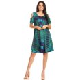 thumbnail image 5 of Sakkas Sienna Women's Knit Cold Shoulder Short Sleeve Flared Shift Short Dress - Green - One Size, 5 of 5