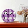 thumbnail image 2 of Yayeee 10" Wall Clock Battery Operated Quartz Round Silent Non-Ticking Home Decor,Purple and White Pattern, 2 of 6